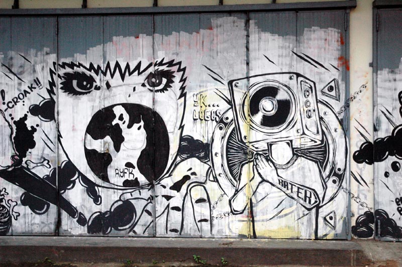 Hitam Putih Dinding Urbancult Gambar Graffiti